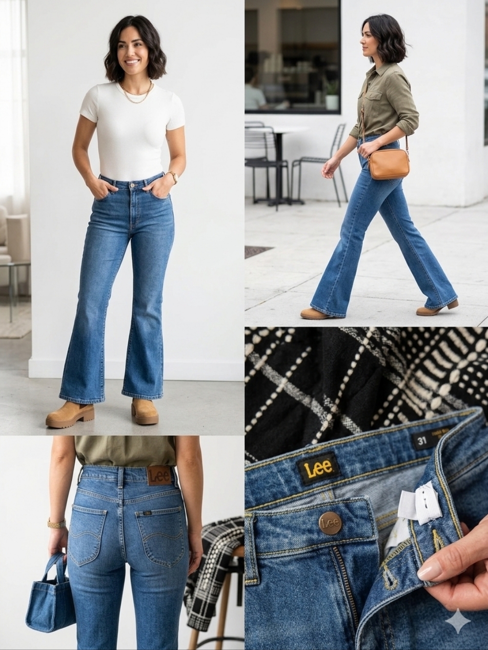 Lee High Rise Flare Jeans | Medium Wash | Adjustable Waist | Size 31